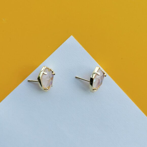 Miley Gold Dichroic Glass Stud Earrings by Alicia Bonnie - Picture 3 of 4